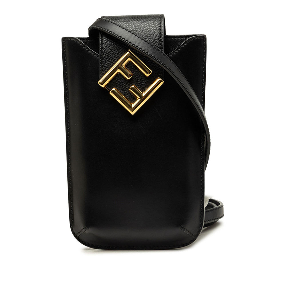Pre-Loved Fendi Leather FF Diamond Phone Case Crossbody